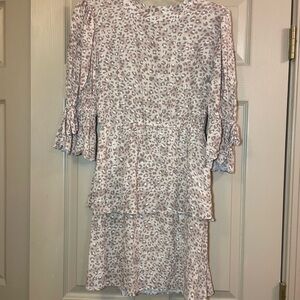 LaRoque‎ Nude Animal Rebecca Tiered Dress with Ruffled Sleeves, Size Small